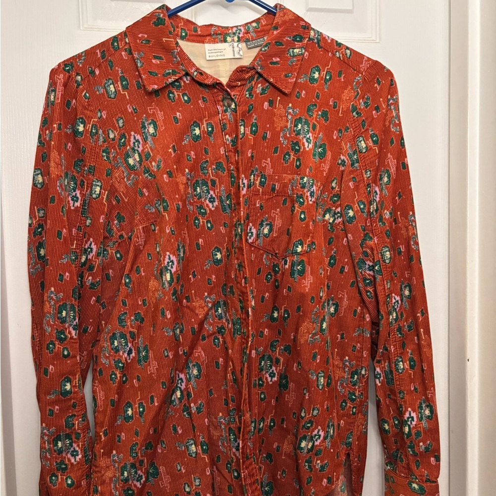 🍍2 for $20! Anthropologie Orange Corduroy Button Down